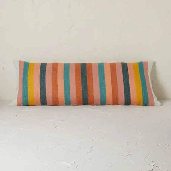 Oversize Oblong Woven Stripe Decorative Throw Pillow
